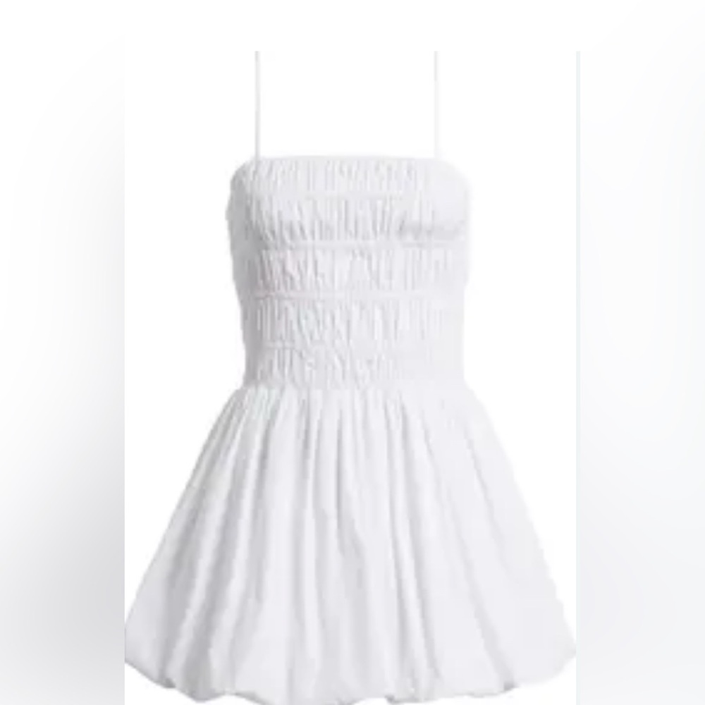 Open Edit White Cotton Bubble Hem Mini Dress Large